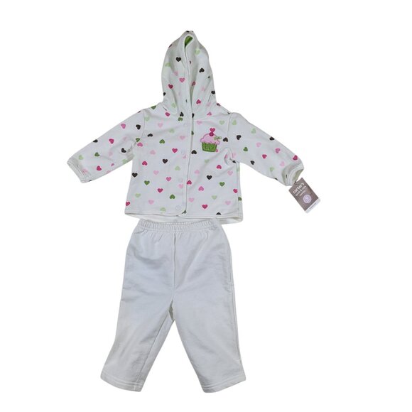 Carter’s Baby Girls 2 Piece Cupcake Heart Hoodie Pant Set Size 9 Months - Picture 1 of 6